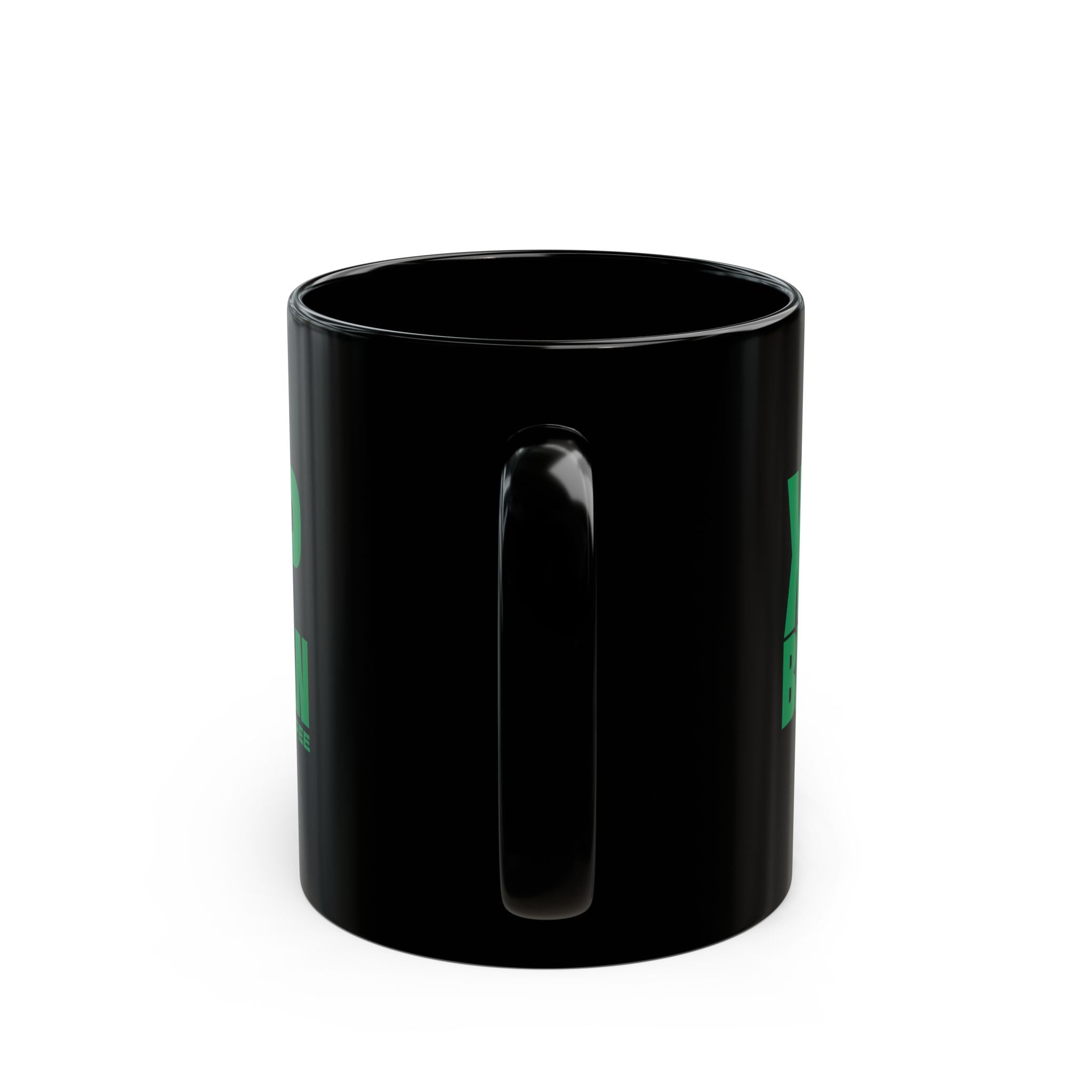 XP Bean Coffee Black Mug — Bold Green Logo Ceramic Coffee Cup (11oz & 15oz)