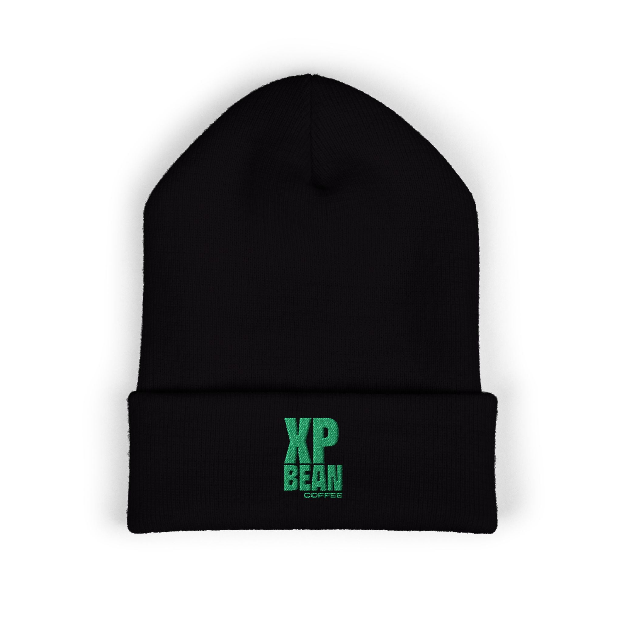 Embroidered 'XP BEAN' Cuffed Beanie - Green Logo Knit Hat