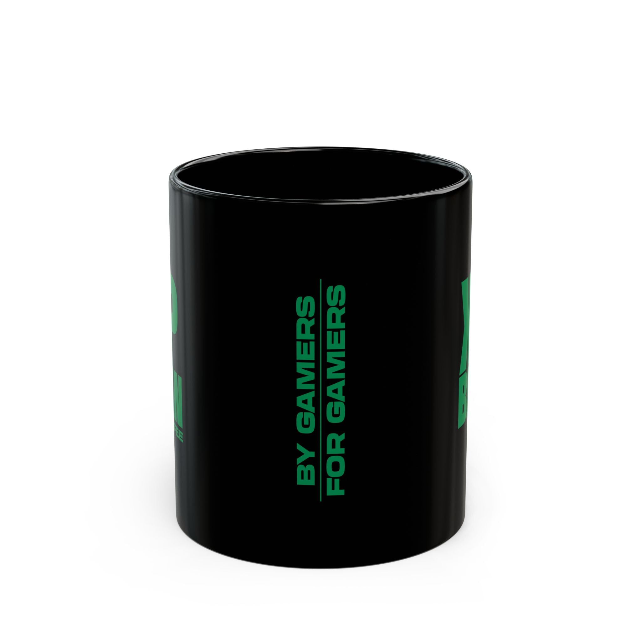 XP Bean Coffee Black Mug — Bold Green Logo Ceramic Coffee Cup (11oz & 15oz)